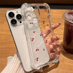 For iPhone 12 Pro Max Case Cherry Pattern Four Corner Protection Clear TPU Phone Cover