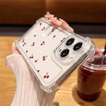 For iPhone 12 Pro Max Case Cherry Pattern Four Corner Protection Clear TPU Phone Cover