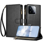 For Xiaomi 17 Max Leather Case Zipper Wallet Stand Shockproof Phone Cover with Wrist Strap