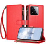 For Xiaomi 17 Max Leather Case Zipper Wallet Stand Shockproof Phone Cover with Wrist Strap