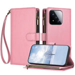 For Xiaomi 17 Max Leather Case Zipper Wallet Stand Shockproof Phone Cover with Wrist Strap