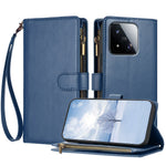 For Xiaomi 17 Max Leather Case Zipper Wallet Stand Shockproof Phone Cover with Wrist Strap