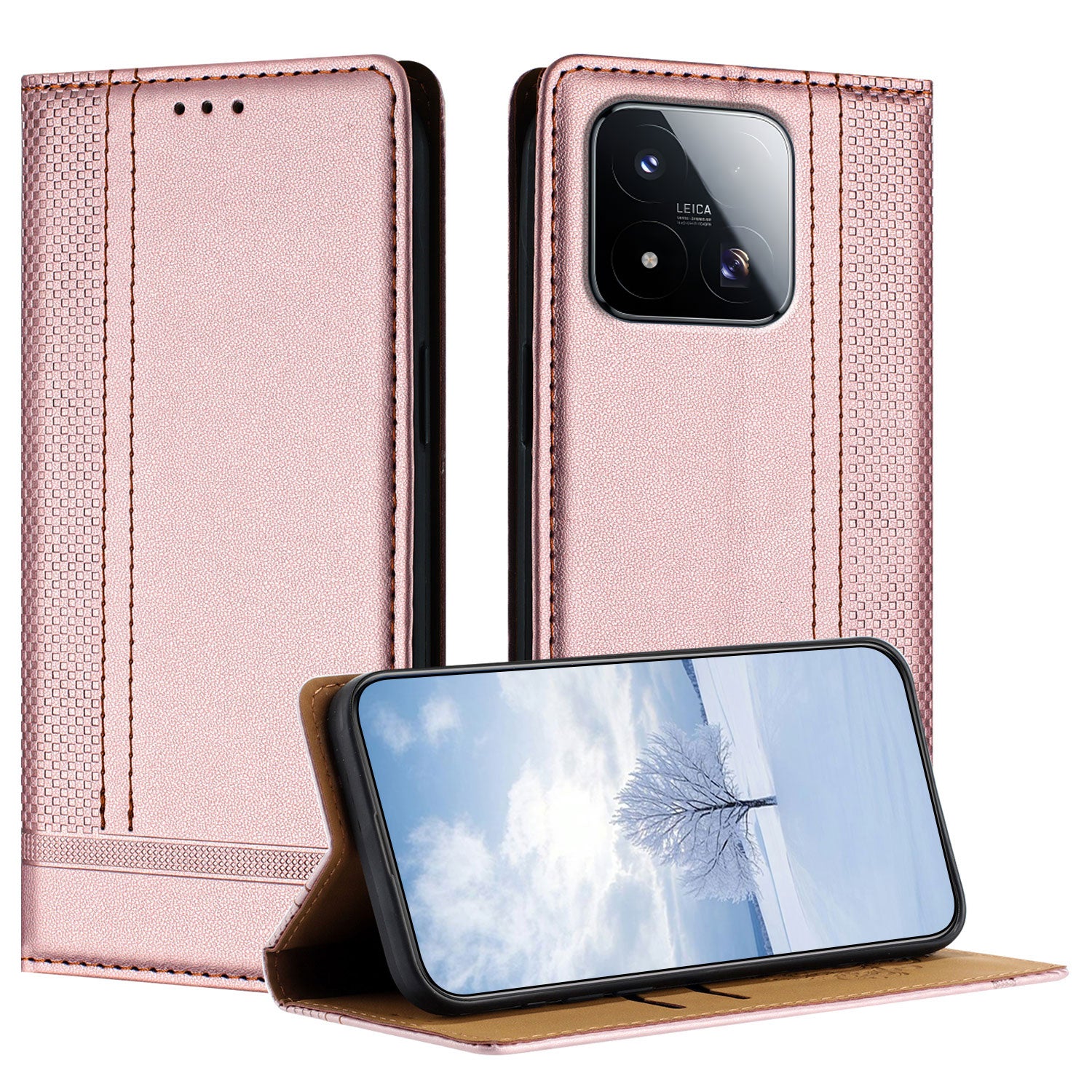 For Xiaomi 17 Max Case L-Shaped Grid Pattern Leather Stand Phone Cover with Card Slots