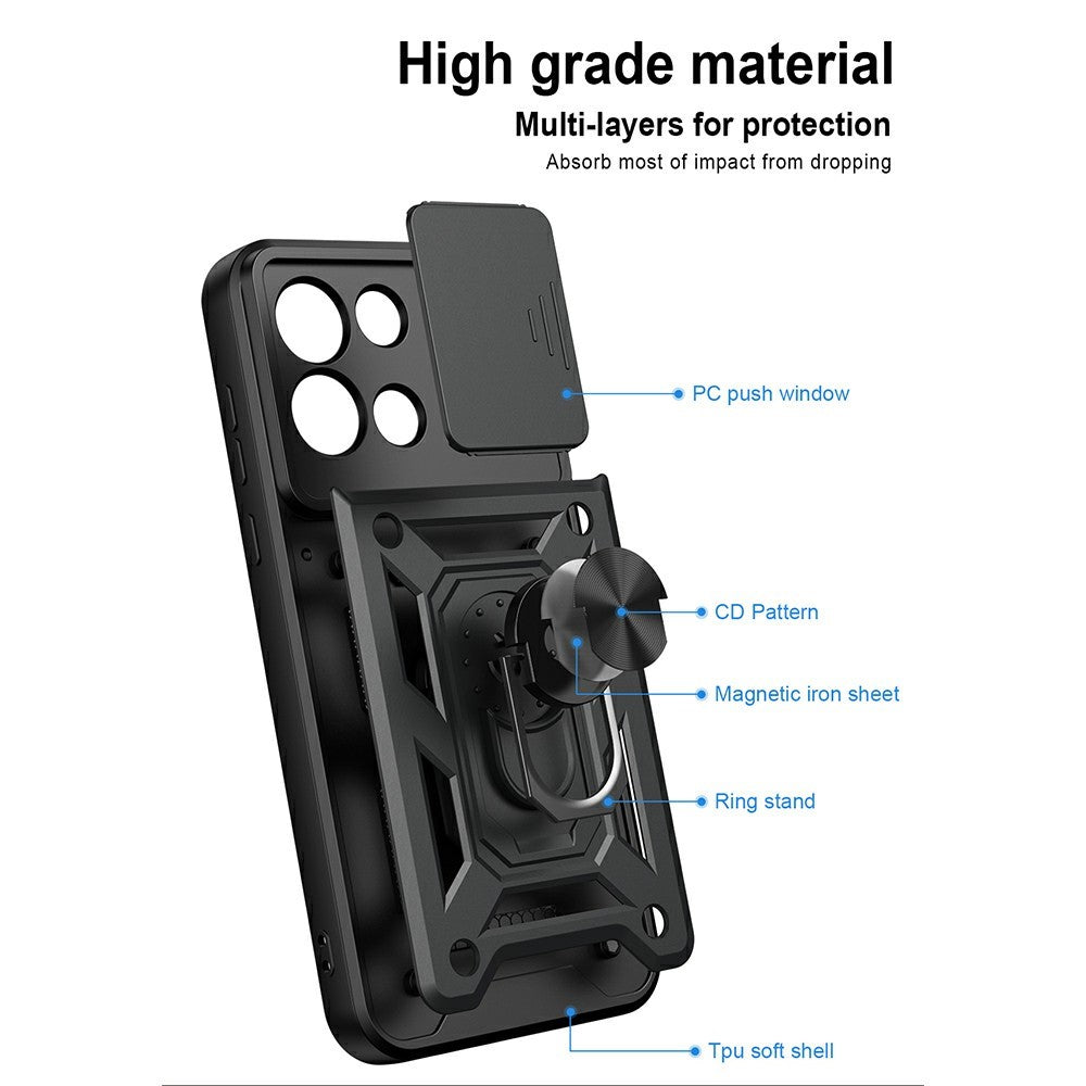 AMORUS For OnePlus Nord 6 5G Case Kickstand PC + TPU Phone Cover with Camera Lens Slider