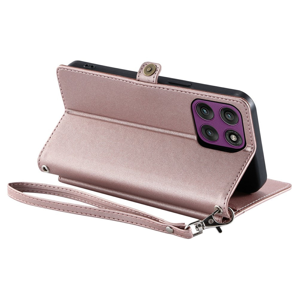 Til Motorola Moto G37 5G / G47 5G Lædercover med håndledsrem Pung Stand Telefoncover