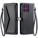 Til Motorola Moto G37 5G / G47 5G Lædercover med håndledsrem Pung Stand Telefoncover