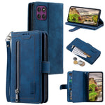 For Motorola Moto G37 5G / G47 5G Case 9 Card Slots Zipper Wallet PU Leather Phone Cover with Wrist Strap