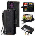 For Motorola Moto G37 5G / G47 5G Case 9 Card Slots Zipper Wallet PU Leather Phone Cover with Wrist Strap