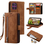 For Motorola Moto G37 5G / G47 5G Case 9 Card Slots Zipper Wallet PU Leather Phone Cover with Wrist Strap