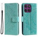 For Motorola Moto G37 Power 5G Stand Case Imprinted Totem PU Leather Wallet Phone Cover with Wrist Strap