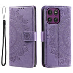 For Motorola Moto G37 Power 5G Stand Case Imprinted Totem PU Leather Wallet Phone Cover with Wrist Strap