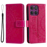 For Motorola Moto G37 Power 5G Stand Case Imprinted Totem PU Leather Wallet Phone Cover with Wrist Strap