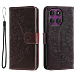 For Motorola Moto G37 Power 5G Stand Case Imprinted Totem PU Leather Wallet Phone Cover with Wrist Strap
