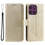 For Motorola Moto G37 Power 5G Stand Case Imprinted Totem PU Leather Wallet Phone Cover with Wrist Strap