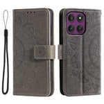 For Motorola Moto G37 Power 5G Stand Case Imprinted Totem PU Leather Wallet Phone Cover with Wrist Strap