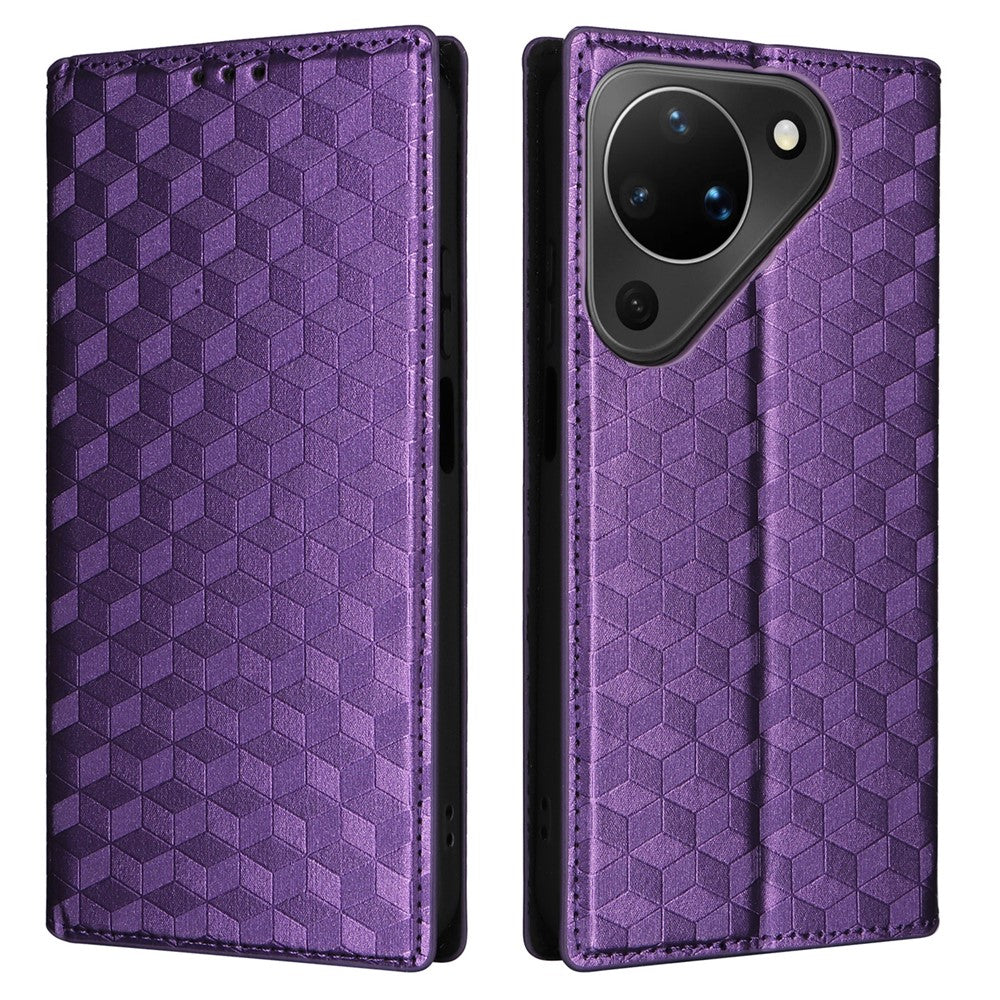 For Huawei Pura 90 Case Wallet Rhombus Imprinted PU Leather Phone Cover