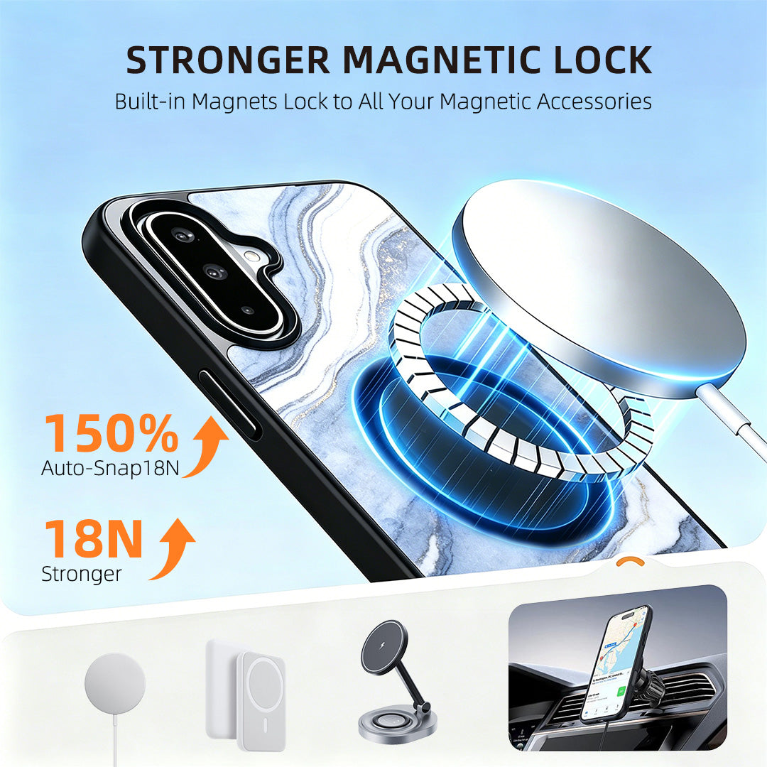 EYCASE for Samsung Galaxy A27 5G Magnetic Case Marble Pattern TPU + Acrylic Shockproof Phone Cover