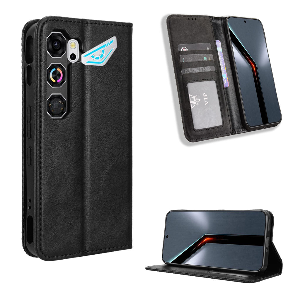 Til ZTE nubia Neo 5 GT 5G Læder Cover Pung Stativ Retro Tekstur Telefoncover