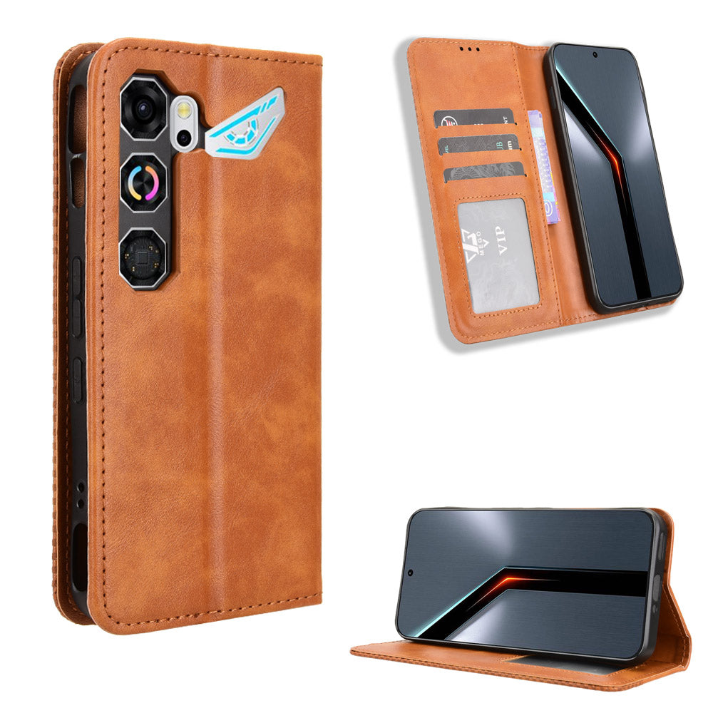 Til ZTE nubia Neo 5 GT 5G Læder Cover Pung Stativ Retro Tekstur Telefoncover