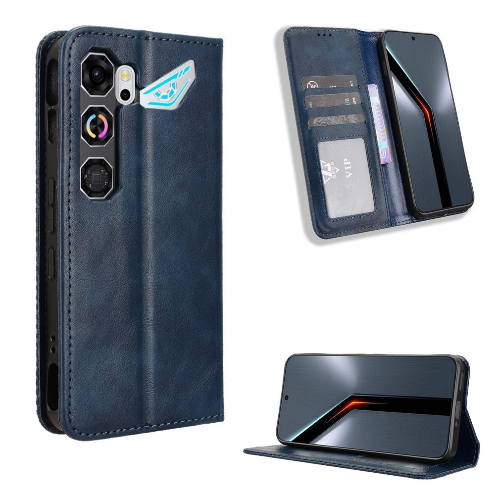 Til ZTE nubia Neo 5 GT 5G Læder Cover Pung Stativ Retro Tekstur Telefoncover