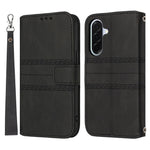 For Samsung Galaxy A27 5G Case Wallet Skin-Touch Leather Imprinted Phone Cover with Wrist Strap