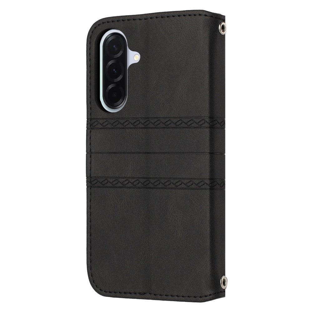 For Samsung Galaxy A27 5G Case Wallet Skin-Touch Leather Imprinted Phone Cover with Wrist Strap