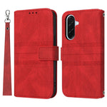 For Samsung Galaxy A27 5G Case Wallet Skin-Touch Leather Imprinted Phone Cover with Wrist Strap