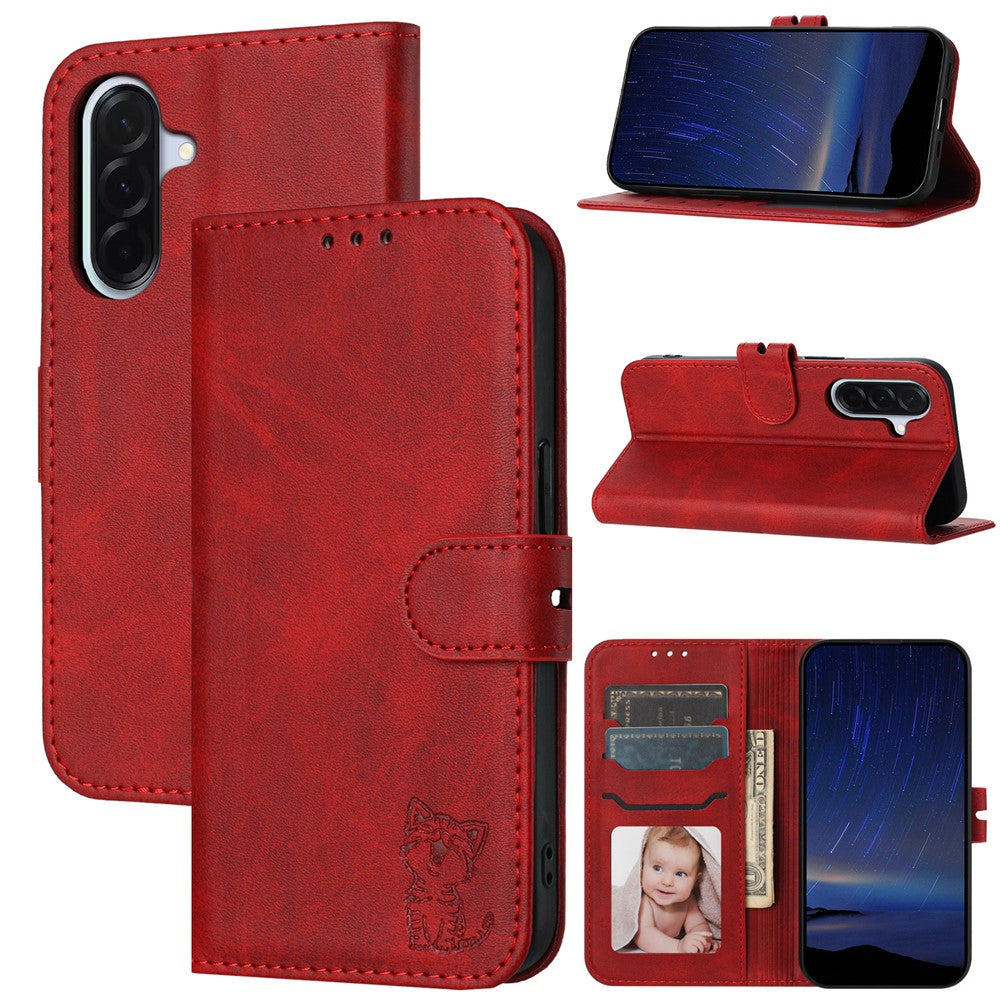 For Samsung Galaxy A27 5G Case Happy Cat Pattern Imprinted Leather Wallet Phone Cover