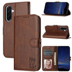 For Samsung Galaxy A27 5G Case Happy Cat Pattern Imprinted Leather Wallet Phone Cover
