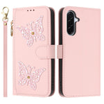 For Samsung Galaxy A27 5G Case Glitter Butterfly Zipper Pocket Stand Leather Phone Cover with Hand Strap / Shoulder Strap