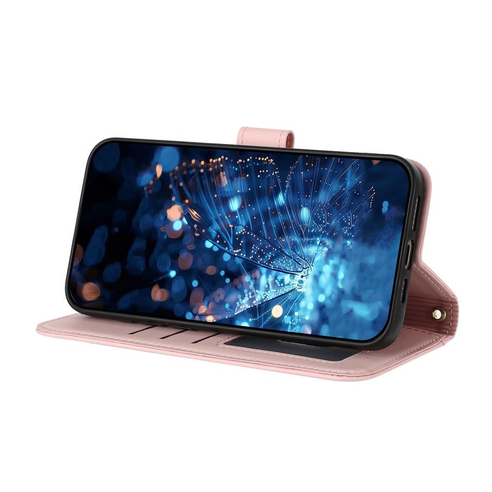 For Samsung Galaxy A27 5G Case Glitter Butterfly Zipper Pocket Stand Leather Phone Cover with Hand Strap / Shoulder Strap