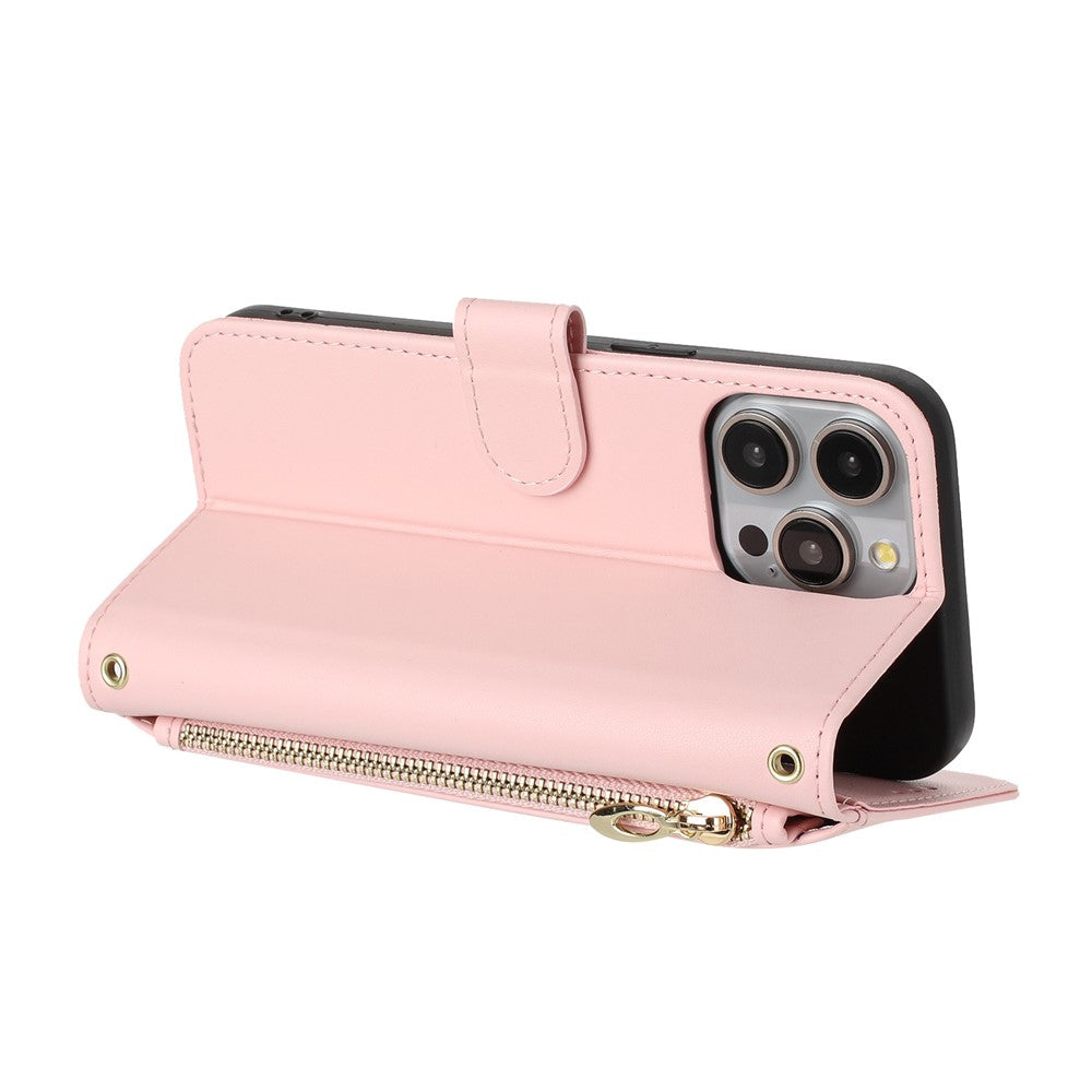 For Samsung Galaxy A27 5G Case Glitter Butterfly Zipper Pocket Stand Leather Phone Cover with Hand Strap / Shoulder Strap