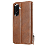 For Samsung Galaxy A27 5G Case Zipper Pocket Leather Phone Cover with Crossbody Shoulder Strap