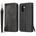For Samsung Galaxy A27 5G Case Zipper Pocket Leather Phone Cover with Crossbody Shoulder Strap