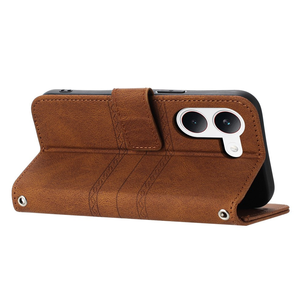 For Xiaomi Redmi Turbo 5 5G Case Wallet Skin-Touch Leather Imprinted Phone Cover with Wrist Strap