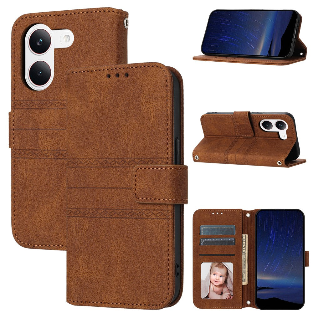 For Xiaomi Redmi Turbo 5 5G Case Wallet Skin-Touch Leather Imprinted Phone Cover with Wrist Strap