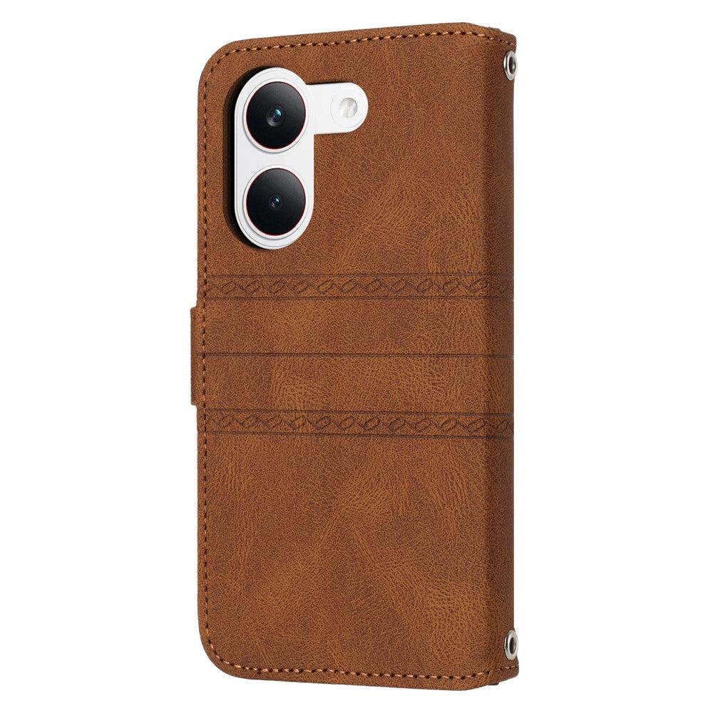For Xiaomi Redmi Turbo 5 5G Case Wallet Skin-Touch Leather Imprinted Phone Cover with Wrist Strap