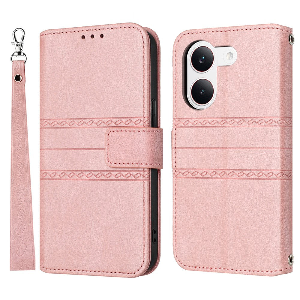 For Xiaomi Redmi Turbo 5 5G Case Wallet Skin-Touch Leather Imprinted Phone Cover with Wrist Strap