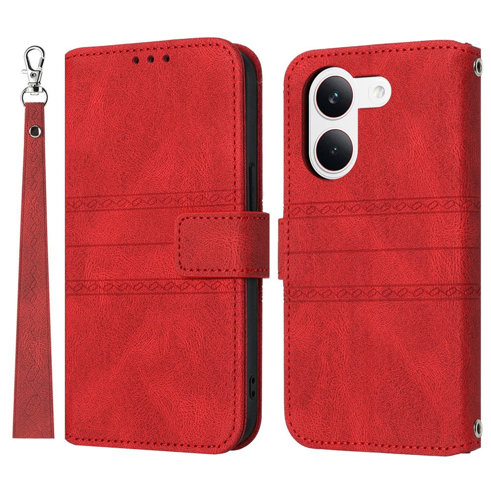 For Xiaomi Redmi Turbo 5 5G Case Wallet Skin-Touch Leather Imprinted Phone Cover with Wrist Strap
