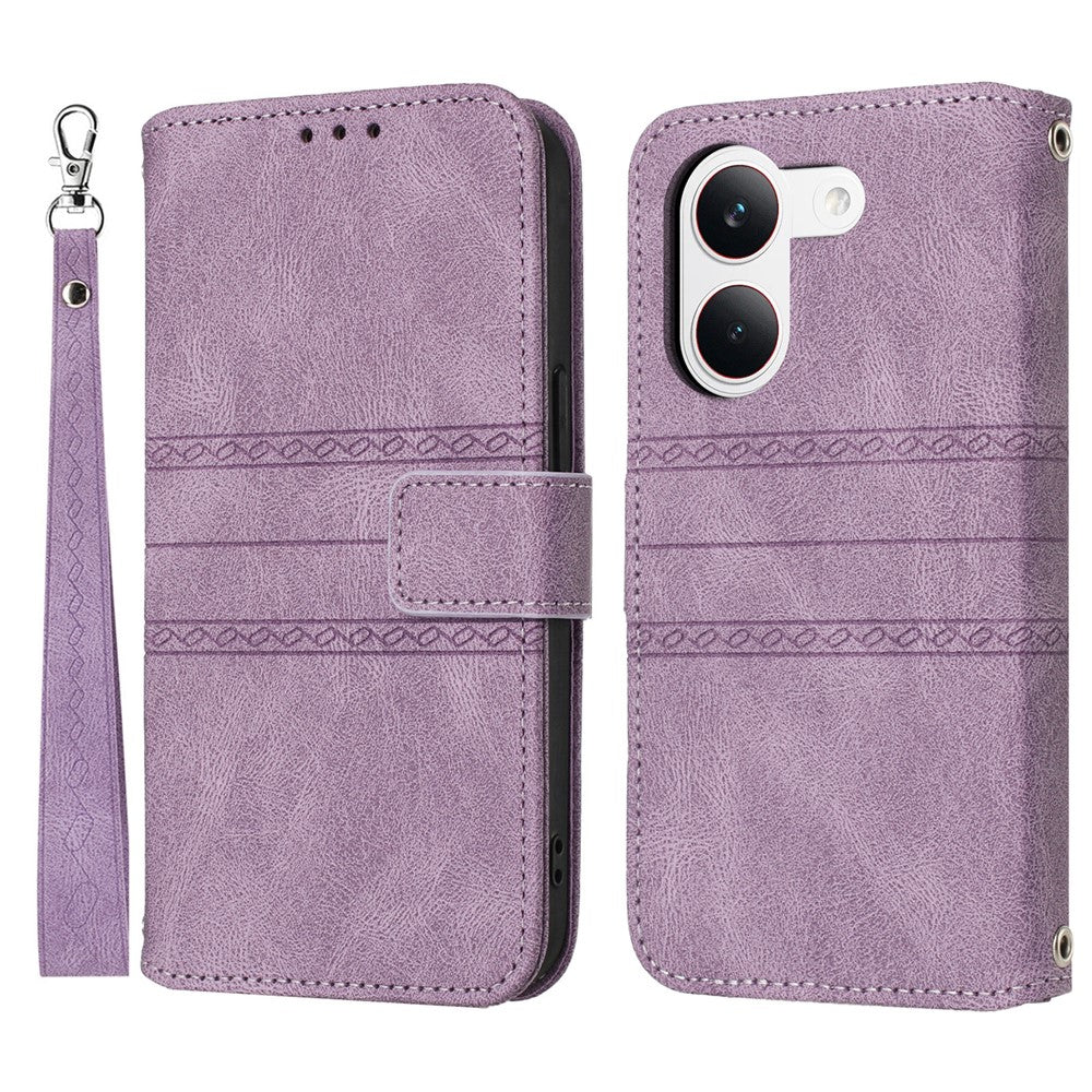 For Xiaomi Redmi Turbo 5 5G Case Wallet Skin-Touch Leather Imprinted Phone Cover with Wrist Strap