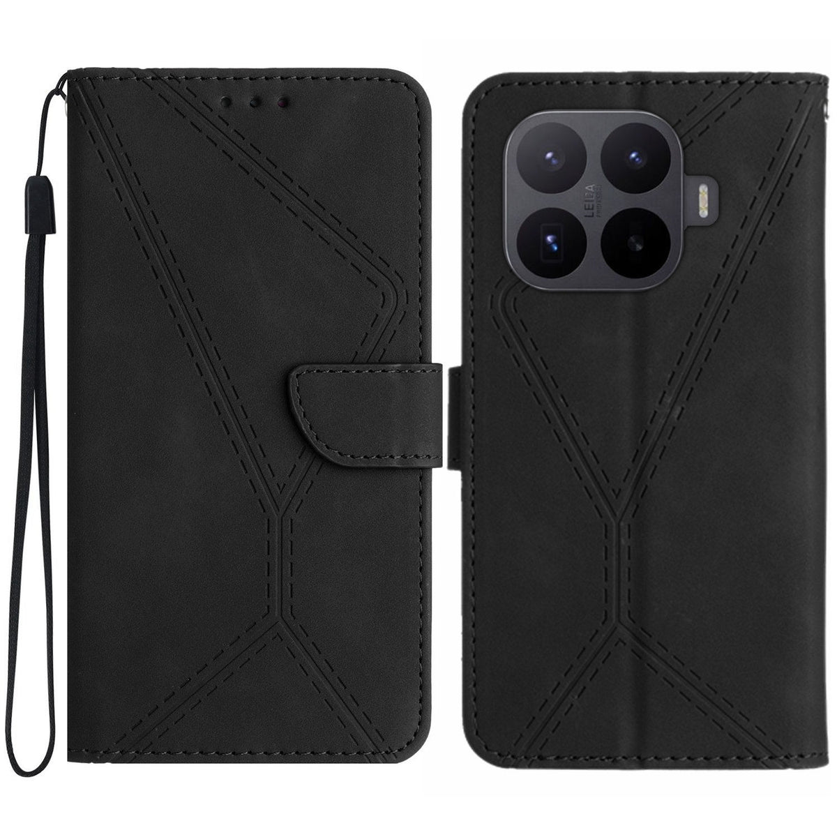 For Xiaomi 17T Case Skin Touch Lines Imprinted PU Leather Flip Phone Cover