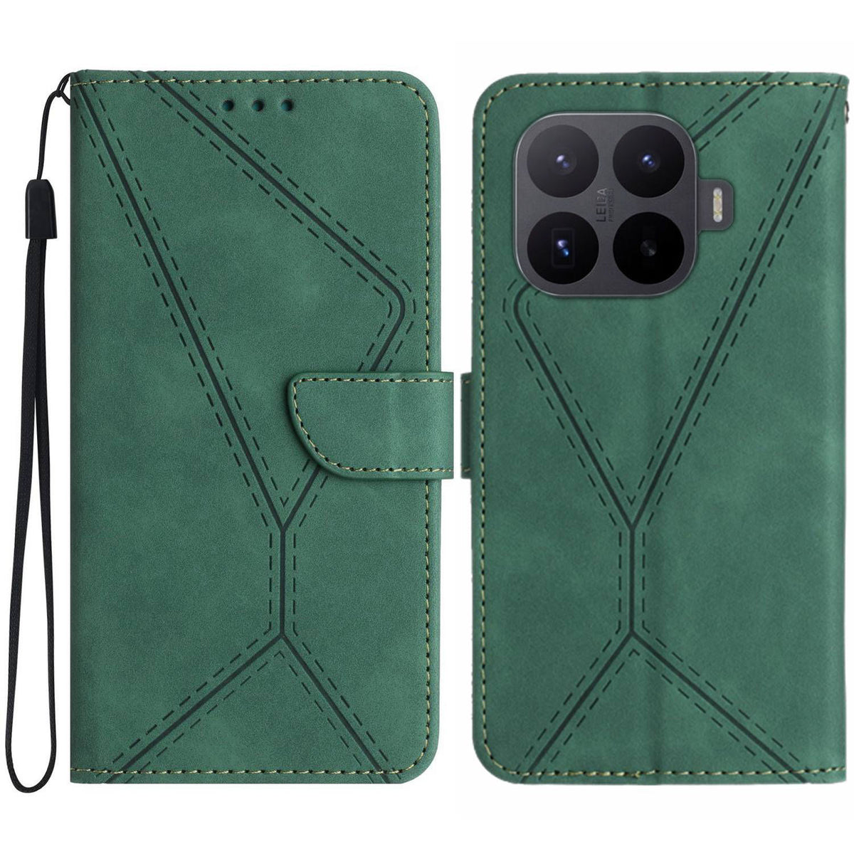 For Xiaomi 17T Case Skin Touch Lines Imprinted PU Leather Flip Phone Cover