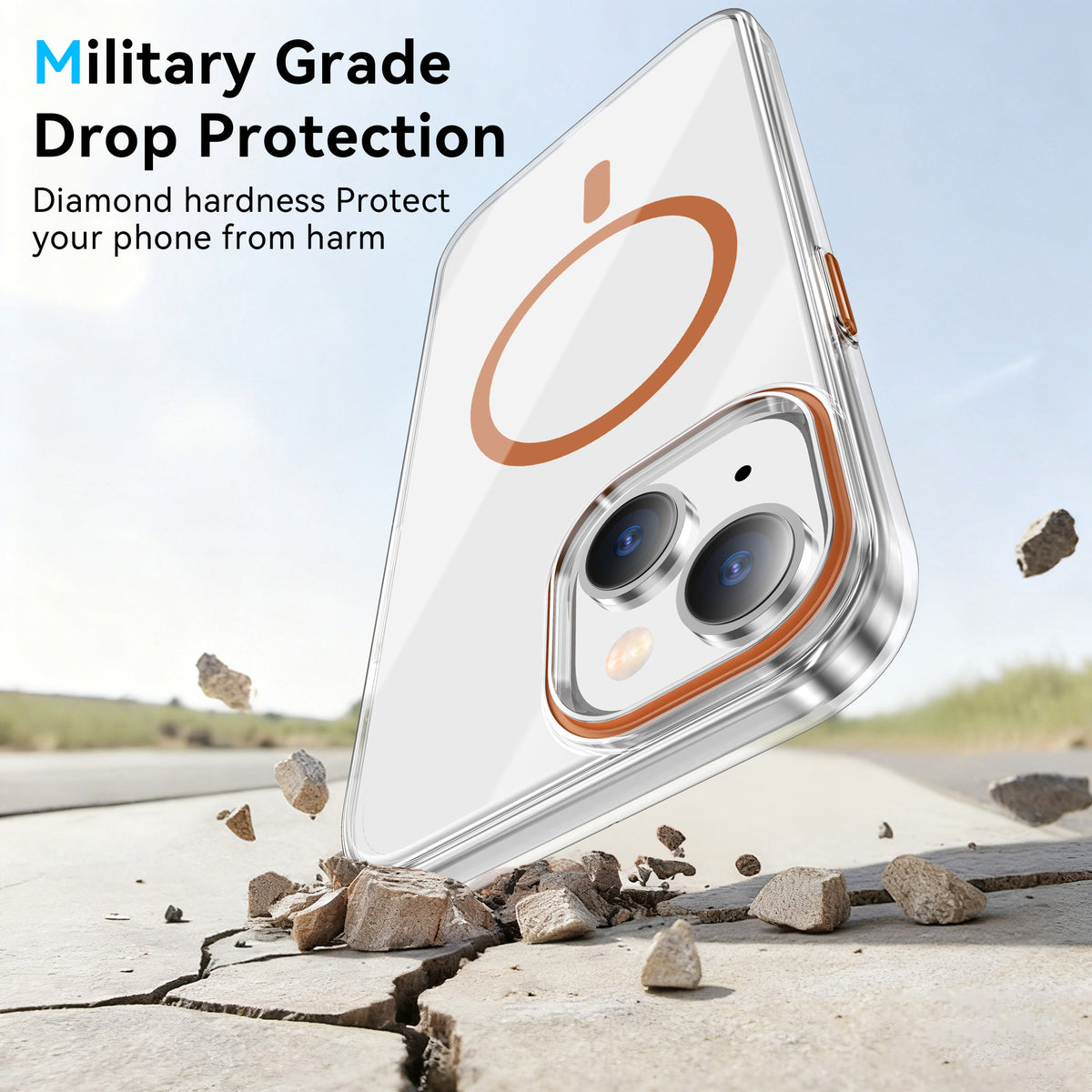 For iPhone 15 Clear Magnetic Case PC Anti Drop Phone Back Cover Compatible with MagSafe