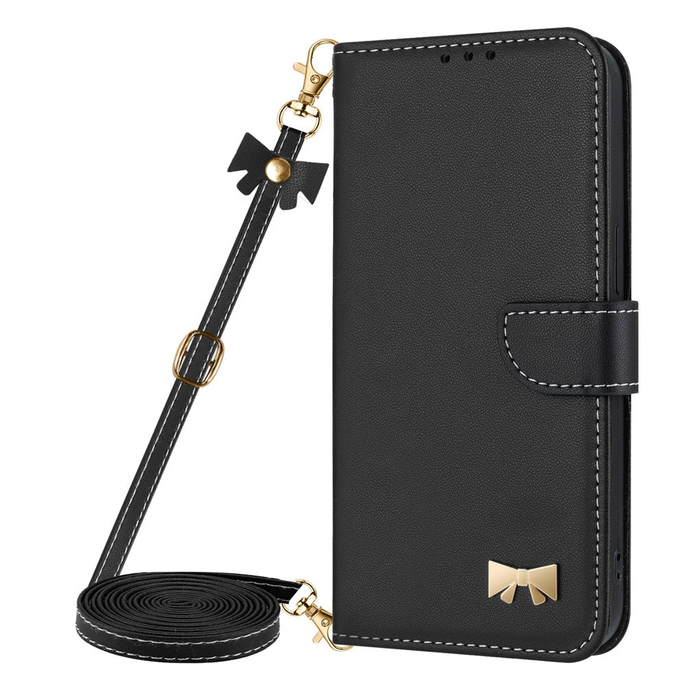 For Xiaomi Redmi Turbo 5 5G Case Bowknot Decor Wallet Leather Phone Cover with Wrist Strap / Shoulder Strap