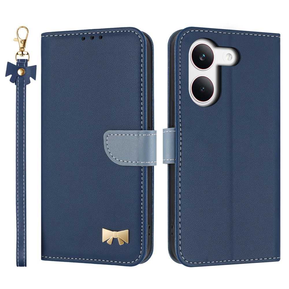 For Xiaomi Redmi Turbo 5 5G Case Bowknot Decor Wallet Leather Phone Cover with Wrist Strap / Shoulder Strap