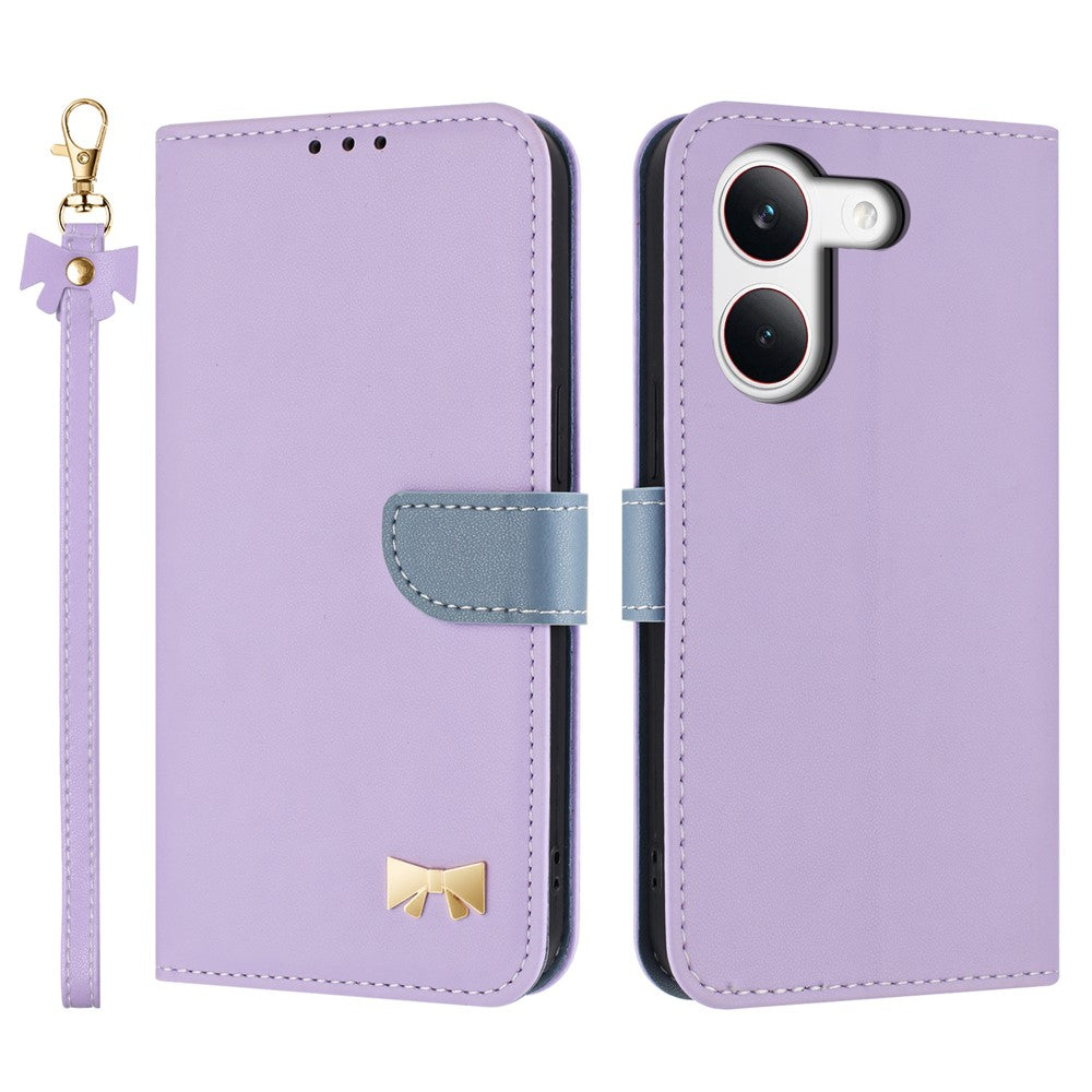 For Xiaomi Redmi Turbo 5 5G Case Bowknot Decor Wallet Leather Phone Cover with Wrist Strap / Shoulder Strap