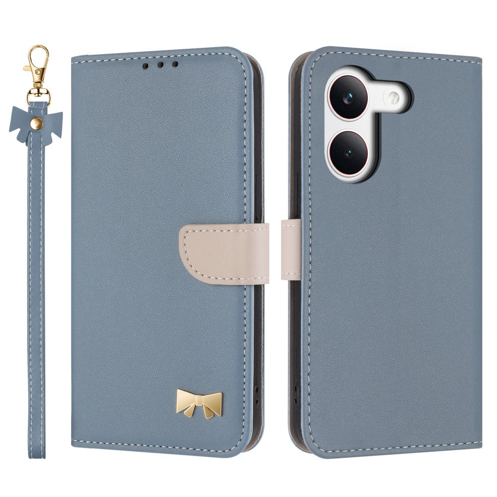 For Xiaomi Redmi Turbo 5 5G Case Bowknot Decor Wallet Leather Phone Cover with Wrist Strap / Shoulder Strap