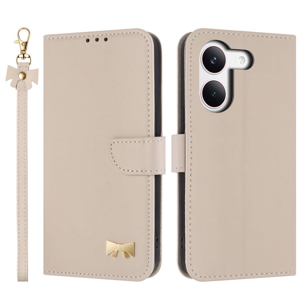 For Xiaomi Redmi Turbo 5 5G Case Bowknot Decor Wallet Leather Phone Cover with Wrist Strap / Shoulder Strap