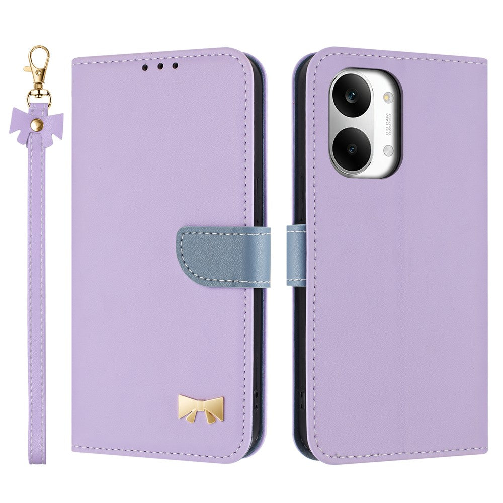 For Xiaomi Redmi Turbo 5 Max 5G Case Bowknot Decor Wallet Leather Phone Cover with Wrist Strap / Shoulder Strap