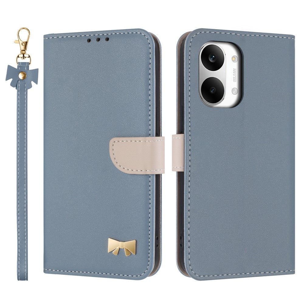 For Xiaomi Redmi Turbo 5 Max 5G Case Bowknot Decor Wallet Leather Phone Cover with Wrist Strap / Shoulder Strap